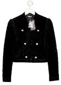 MARCIANO GUESS Black Quilted Velvet Embellished Button Jacket UK S