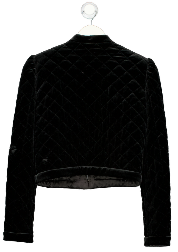MARCIANO GUESS Black Quilted Velvet Embellished Button Jacket UK S