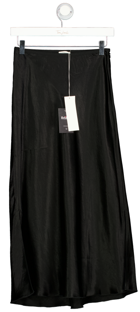 ARKET Black Bias Cut Satin Skirt UK 8
