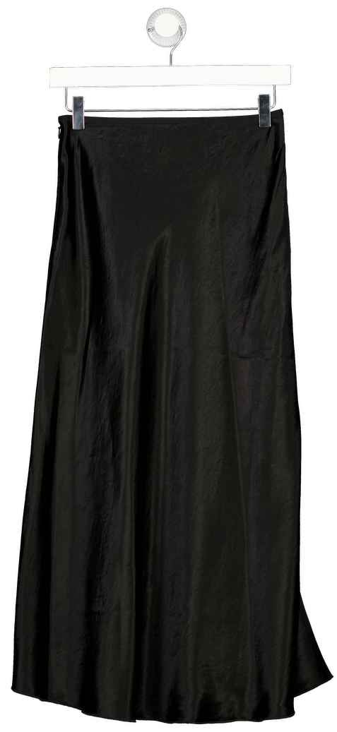 ARKET Black Bias Cut Satin Skirt UK 8