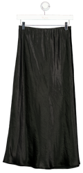 MAXMARA Black Leisure Alessio Satin Midi Skirt UK 8
