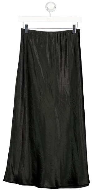 MAXMARA Black Leisure Alessio Satin Midi Skirt UK 8
