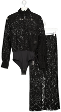 DE SAVARY LONDON Black Lace Bodysuit And Midi Skirt Set UK XS