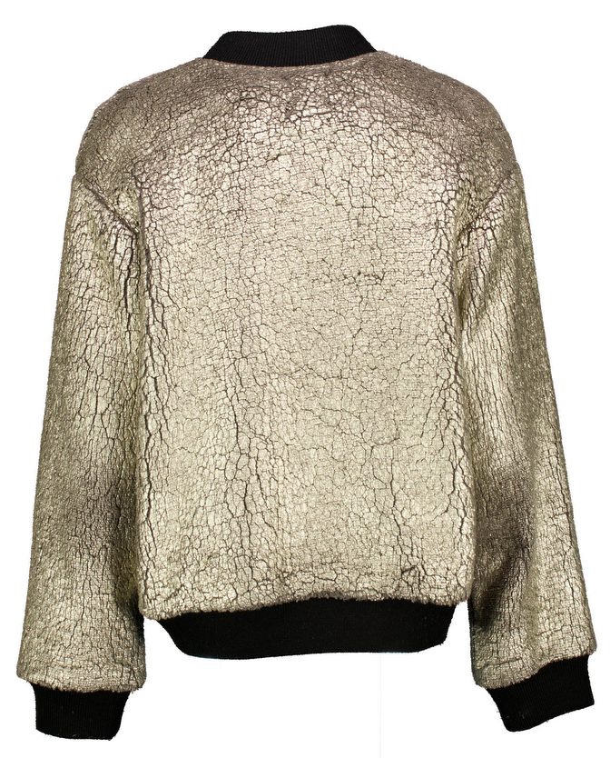 PINKO Metallic Silver Soft Faux Fur Footloose Bomber Jacket UK 8
