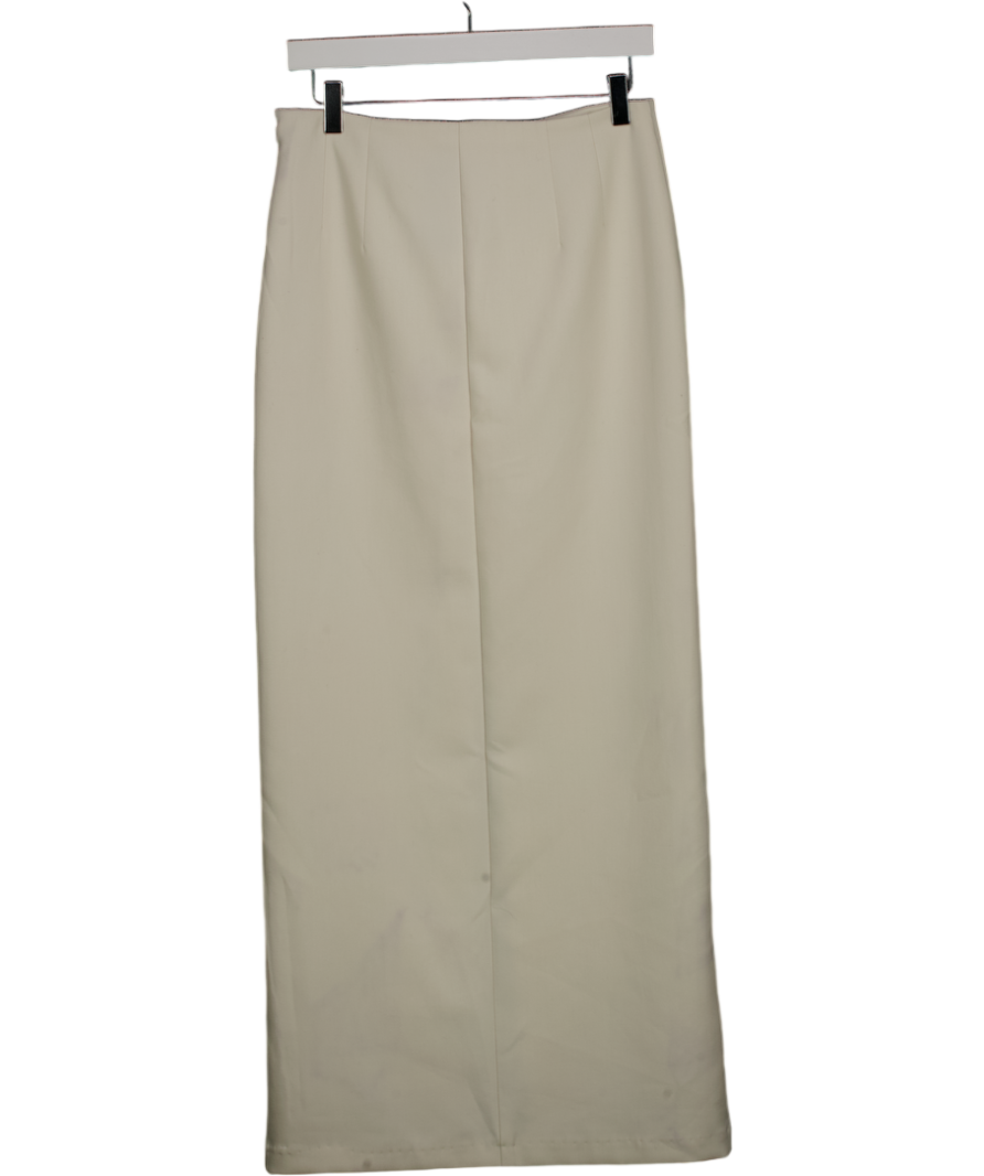 MANGO Cream Front Slit Pencil Maxi Skirt UK S