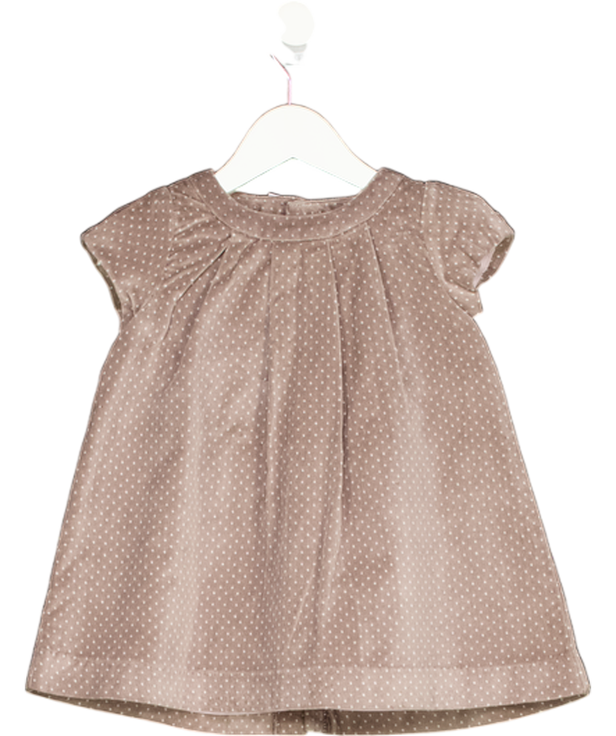 JACADI Brown Velvet Polka Dot Dress 12-18 Months