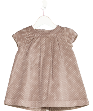 JACADI Brown Velvet Polka Dot Dress 12-18 Months