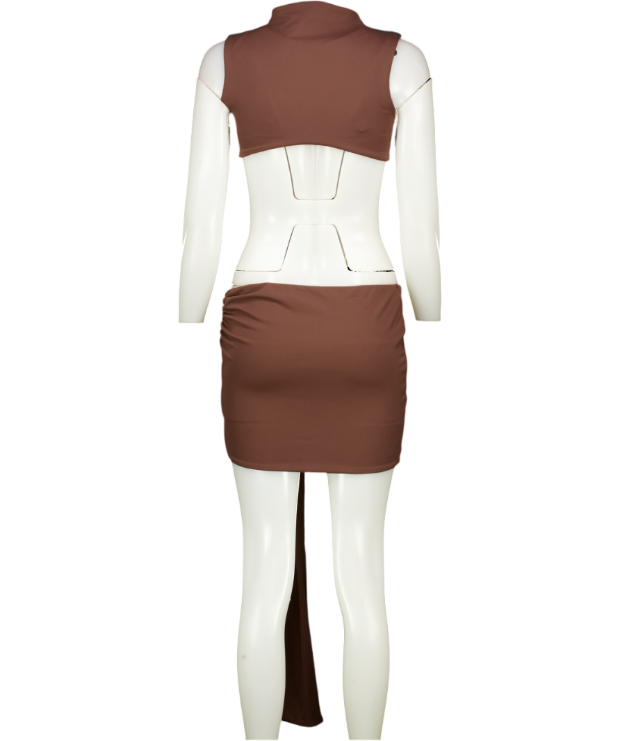 Mars the Label Brown Cut Out Mini Dress UK 8