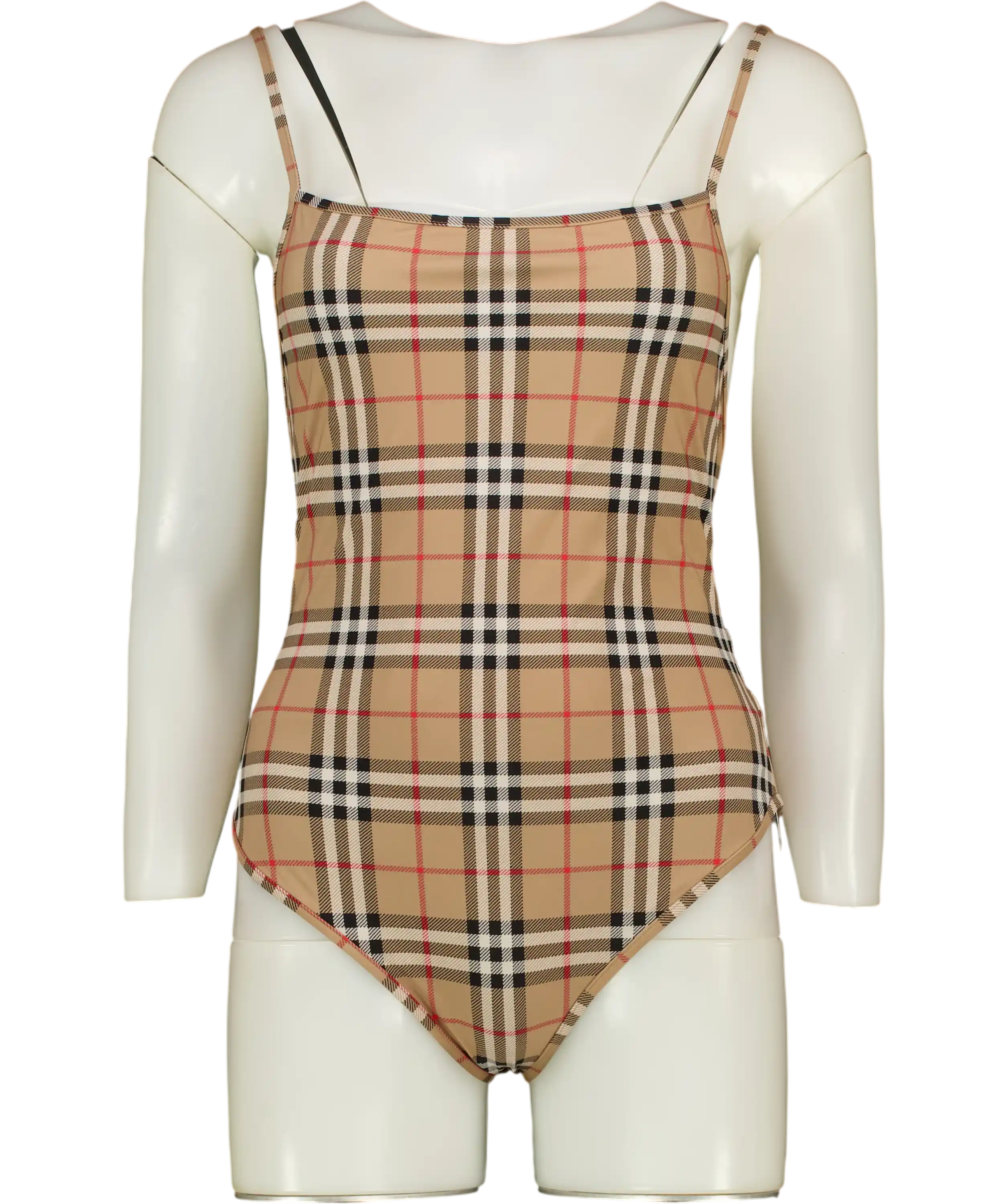 BURBERRY Archive Beige Iconic Check One-piece Swimsuit UK S