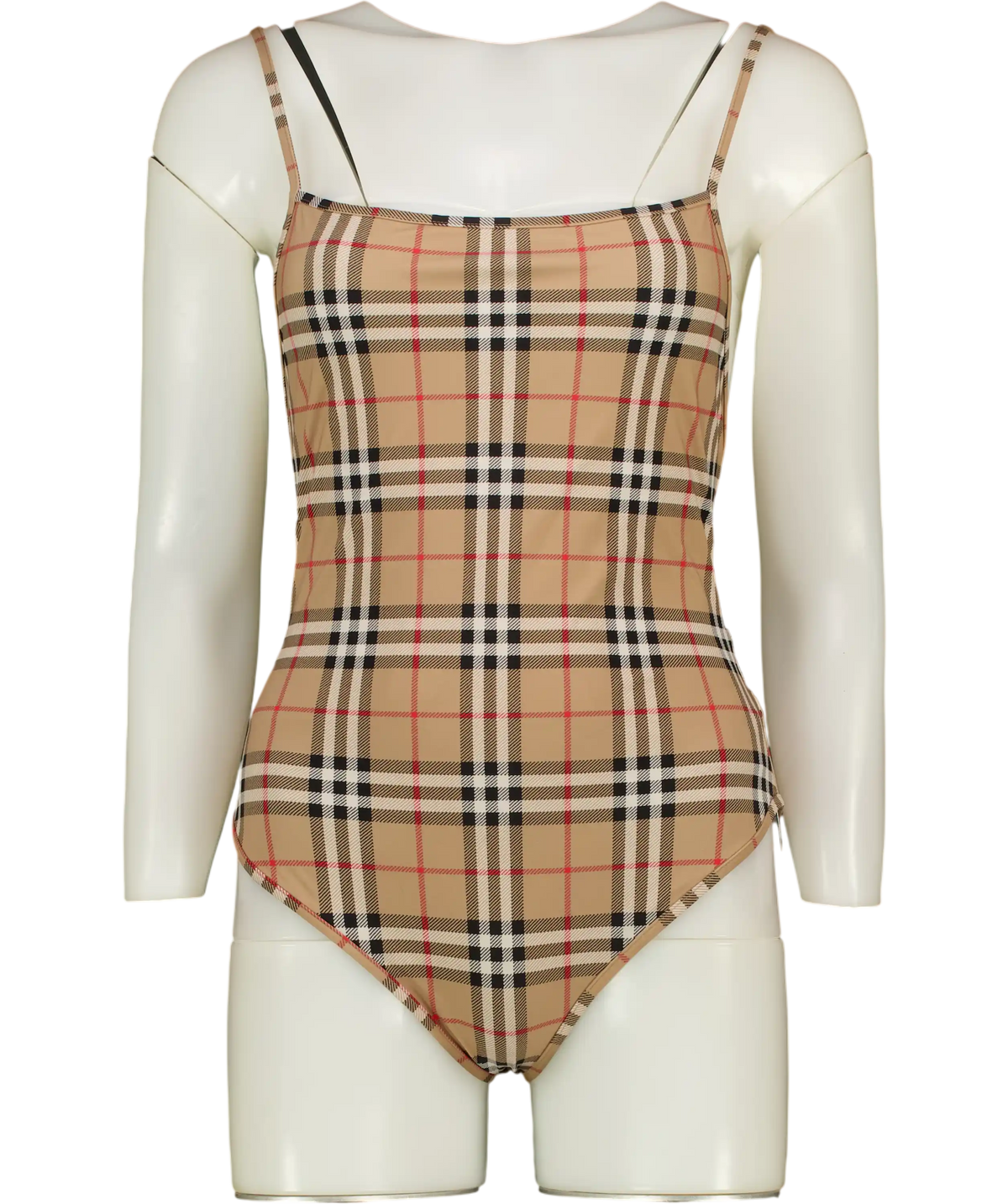 BURBERRY Archive Beige Iconic Check One-piece Swimsuit UK S