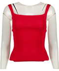 ZARA Red Ribbed Knit Strappy Top UK S