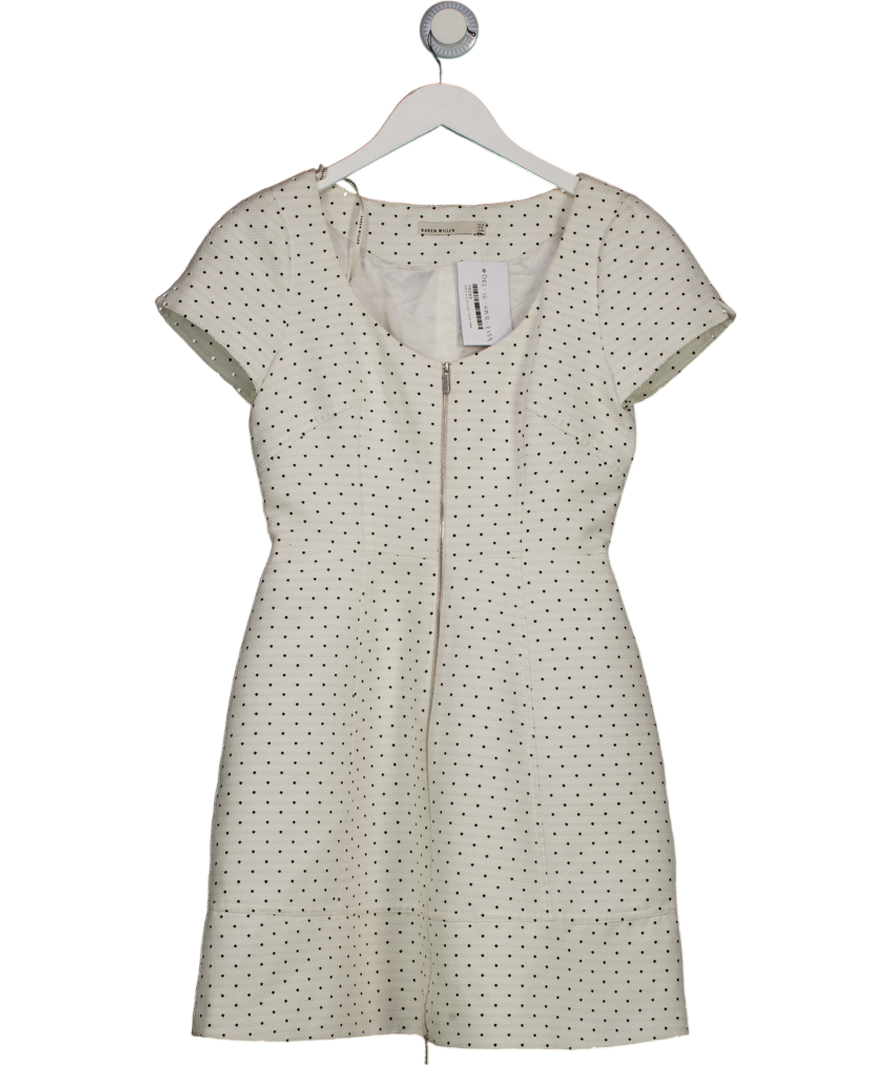 Karen Millen White / Black polka dot Zip Front Tailored Mini Dress UK 10