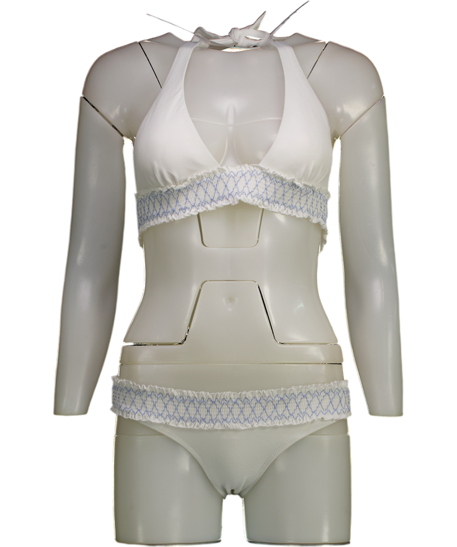 Heidi Klein White Antilles Smocked Bikini Bottoms And Top UK S