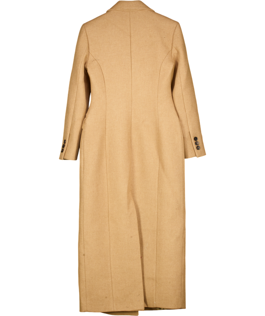 Karen Millen Beige Italian Wool Tailored Fitted Maxi Coat UK 8