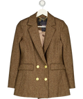 HOLLAND COOPER Double Breasted Blazer - Brown Herringbone UK 6