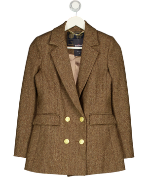HOLLAND COOPER Double Breasted Blazer - Brown Herringbone UK 6