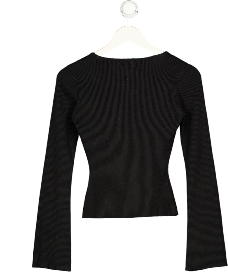 PRETTY LAVISH Black Long Sleeve Knitted Top UK XS