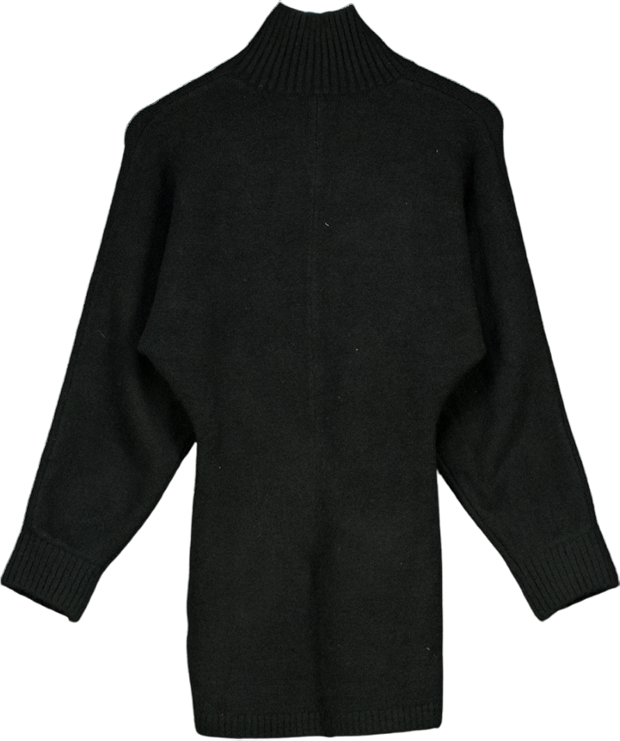 ZARA Black Super Soft Knit Long Sleeve Mini Dress UK XS