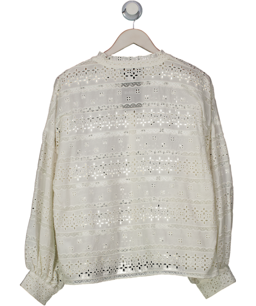 MAJE PARIS Cream Balloon Sleeve Broderie Blouse Sz3 UK L