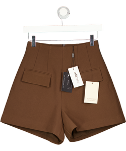ODDMUSE Chocolate Brown High Waist Structured Shorts UK XS