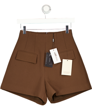 ODD MUSE Chocolate Brown High Waist Structured Shorts UK XS