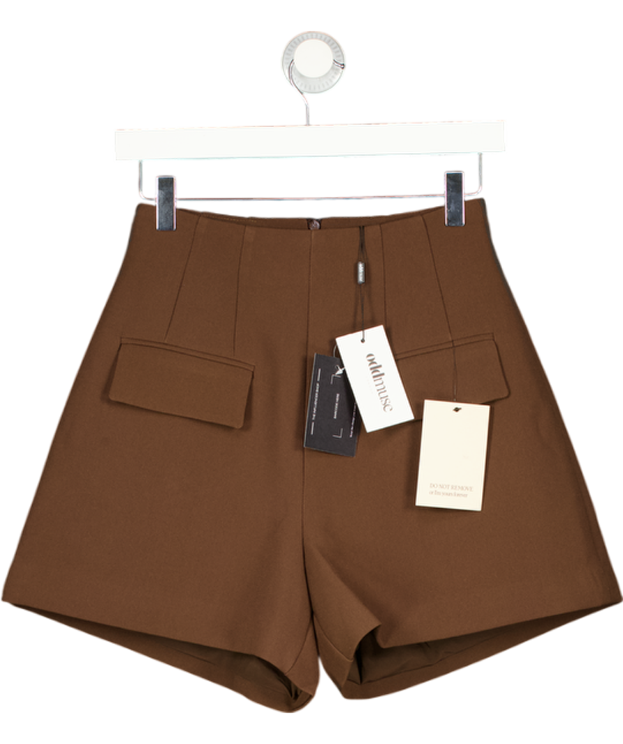 ODDMUSE Chocolate Brown High Waist Structured Shorts UK XS