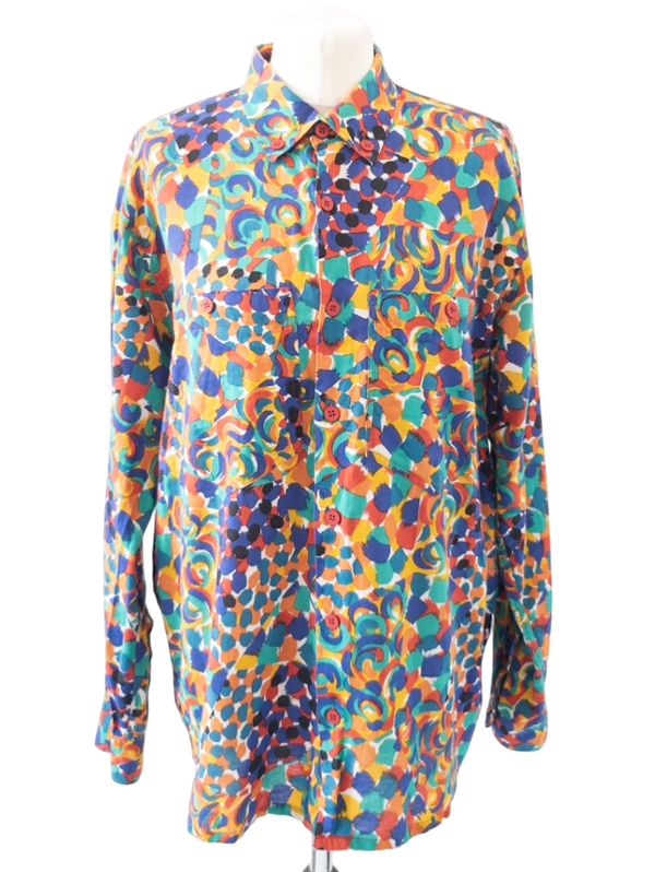 Missoni Multicoloured Cotton Long Sleeved Retro Print Shirt UK M