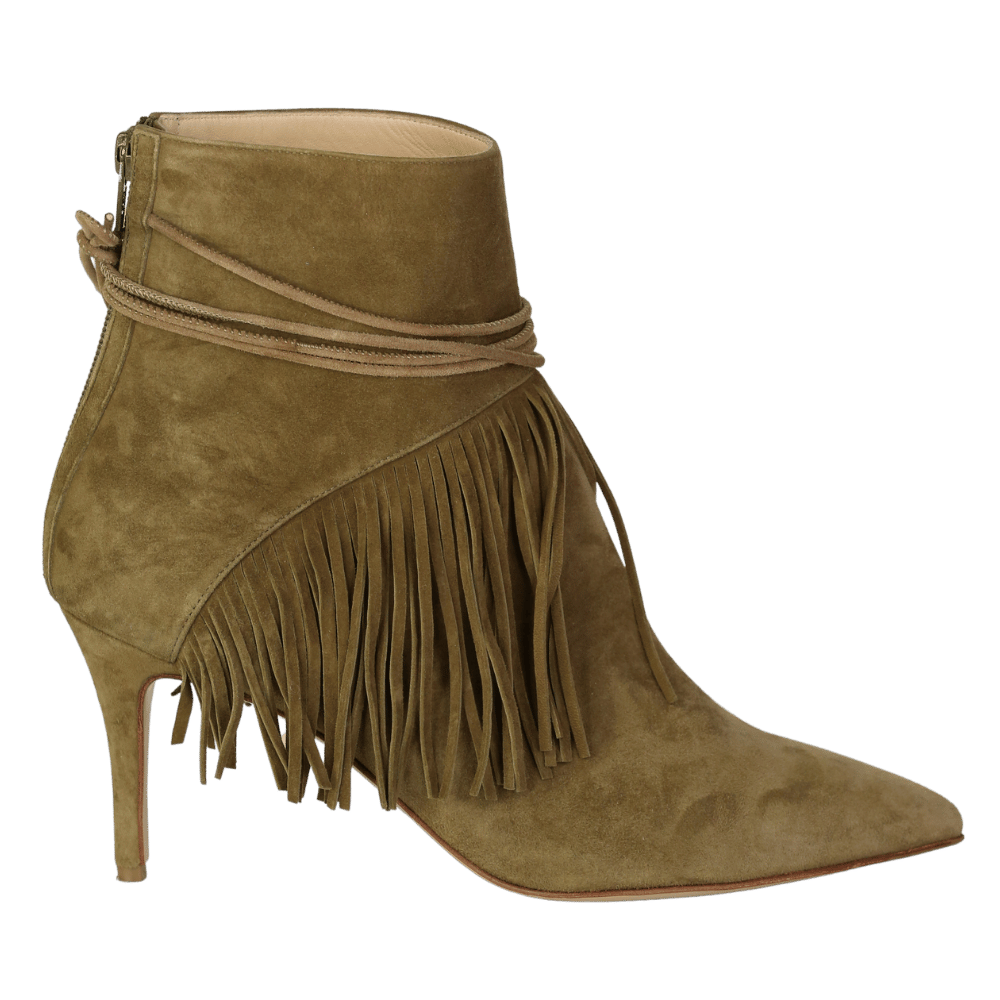 bionda gastana Green Suede Fringe Ankle Boots UK 7 EU 40 👠