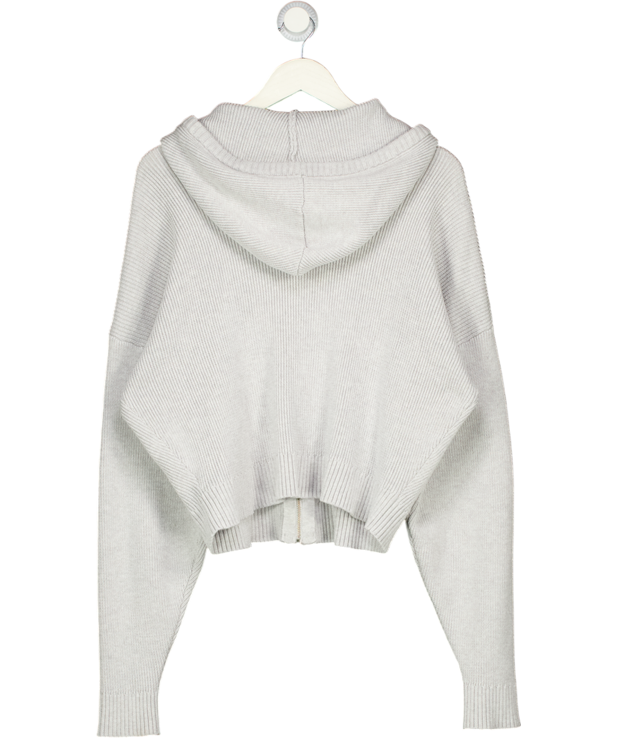 WHITE FOX Grey Embroidered Logo Zip Cardigan With Hood UK M/L
