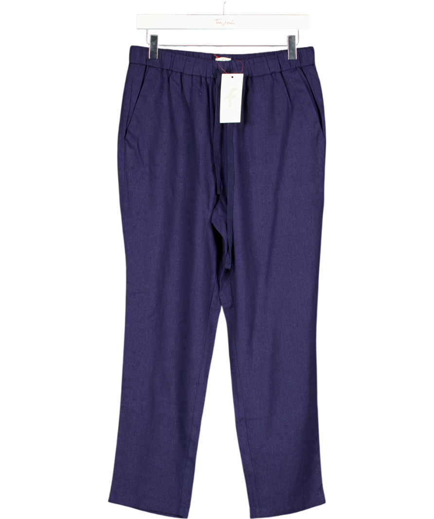 FREEMANS Blue Linen / Viscose Blend Drawstring Trousers UK 10