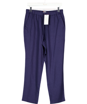 FREEMANS Blue Linen / Viscose Blend Drawstring Trousers UK 10