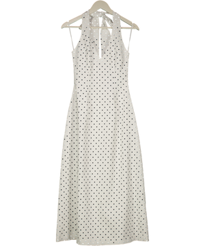 ODDMUSE Volume Midi Dress - White Polka Dot UK XS