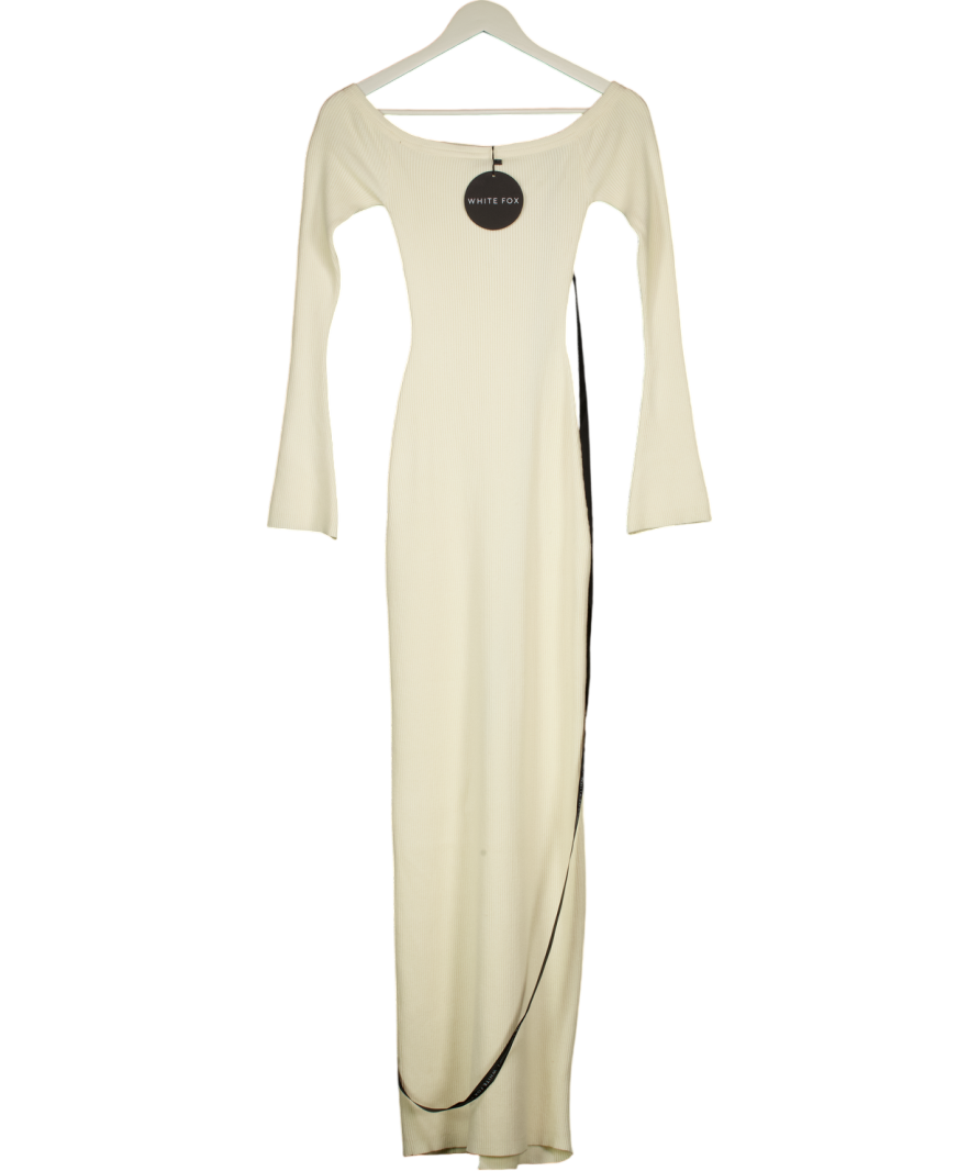 WHITE FOX Cream Star Studded Long Sleeve Knit Maxi Dress UK S