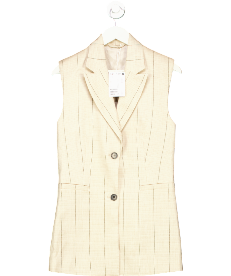 & Other Stories Beige Linen-blend Blazer Waistcoat UK 4