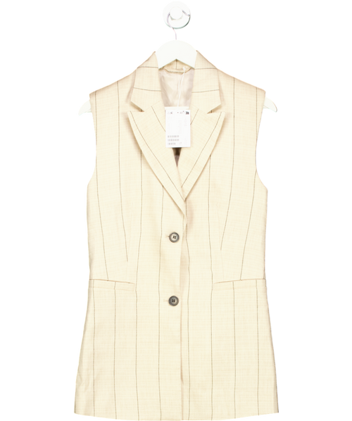 & Other Stories Beige Linen-blend Blazer Waistcoat UK 4