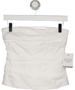 TOPSHOP White Pleated 100% Cotton Bandeau Top UK 6