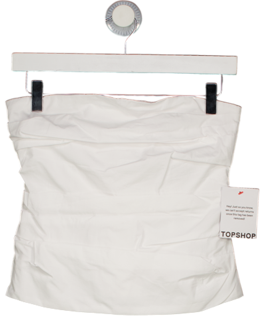 TOPSHOP White Pleated 100% Cotton Bandeau Top UK 6