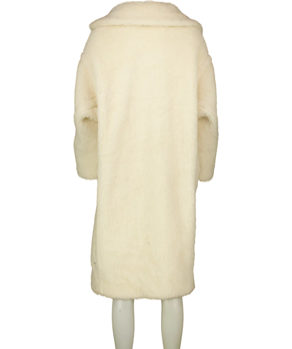 Max Mara Cream Tedgirl Double-breasted Alpaca, Wool And Silk-blend Coat UK XS