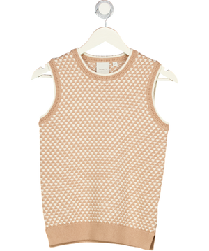 VARLEY Light Taupe Beige Jenson Stitch Knit Tank Top UK XXS