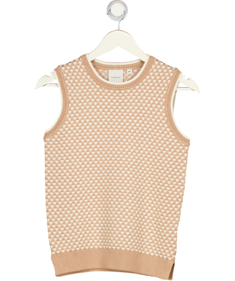 VARLEY Light Taupe Beige Jenson Stitch Knit Tank Top UK XXS