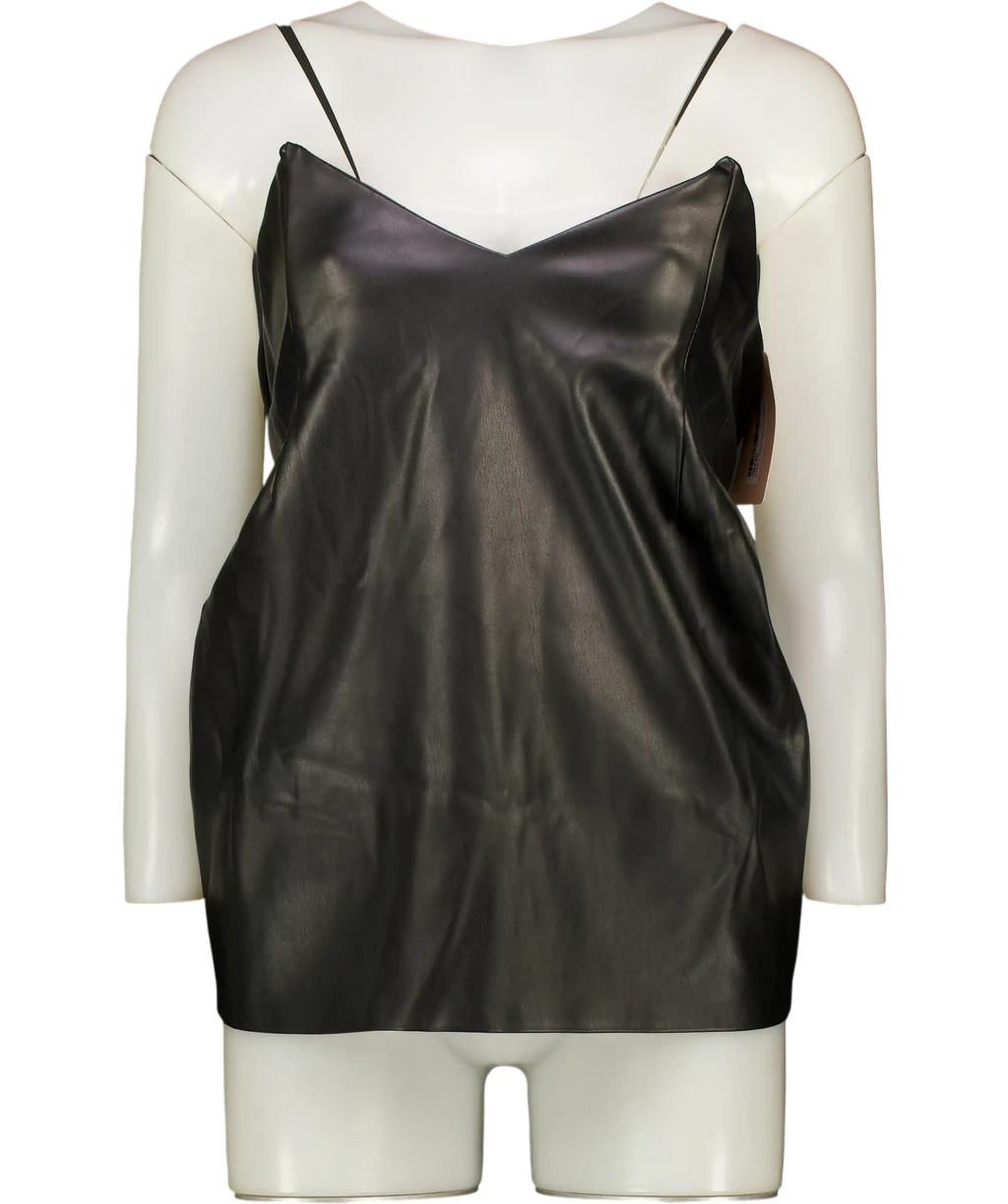 LIKA Black Butter-soft Faux Leather Corset Top UK S