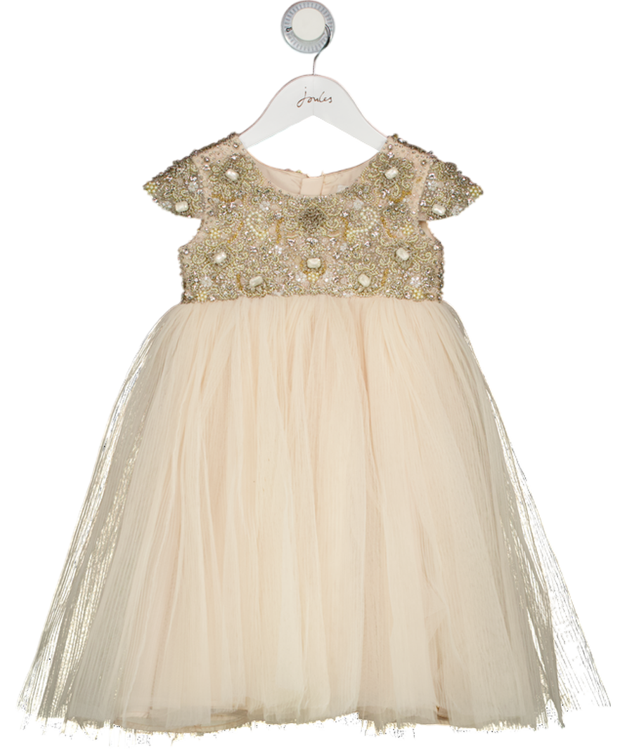 MAISON AVA Blush Pink Crystal And Bead Embellished Tulle Occasion Dress 5 Years