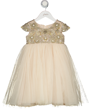 MAISON AVA Blush Pink Crystal And Bead Embellished Tulle Occasion Dress 5 Years