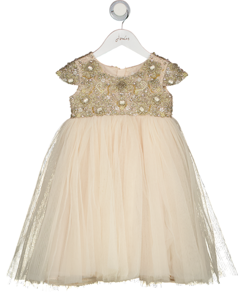 MAISON AVA Blush Pink Crystal And Bead Embellished Tulle Occasion Dress 5 Years