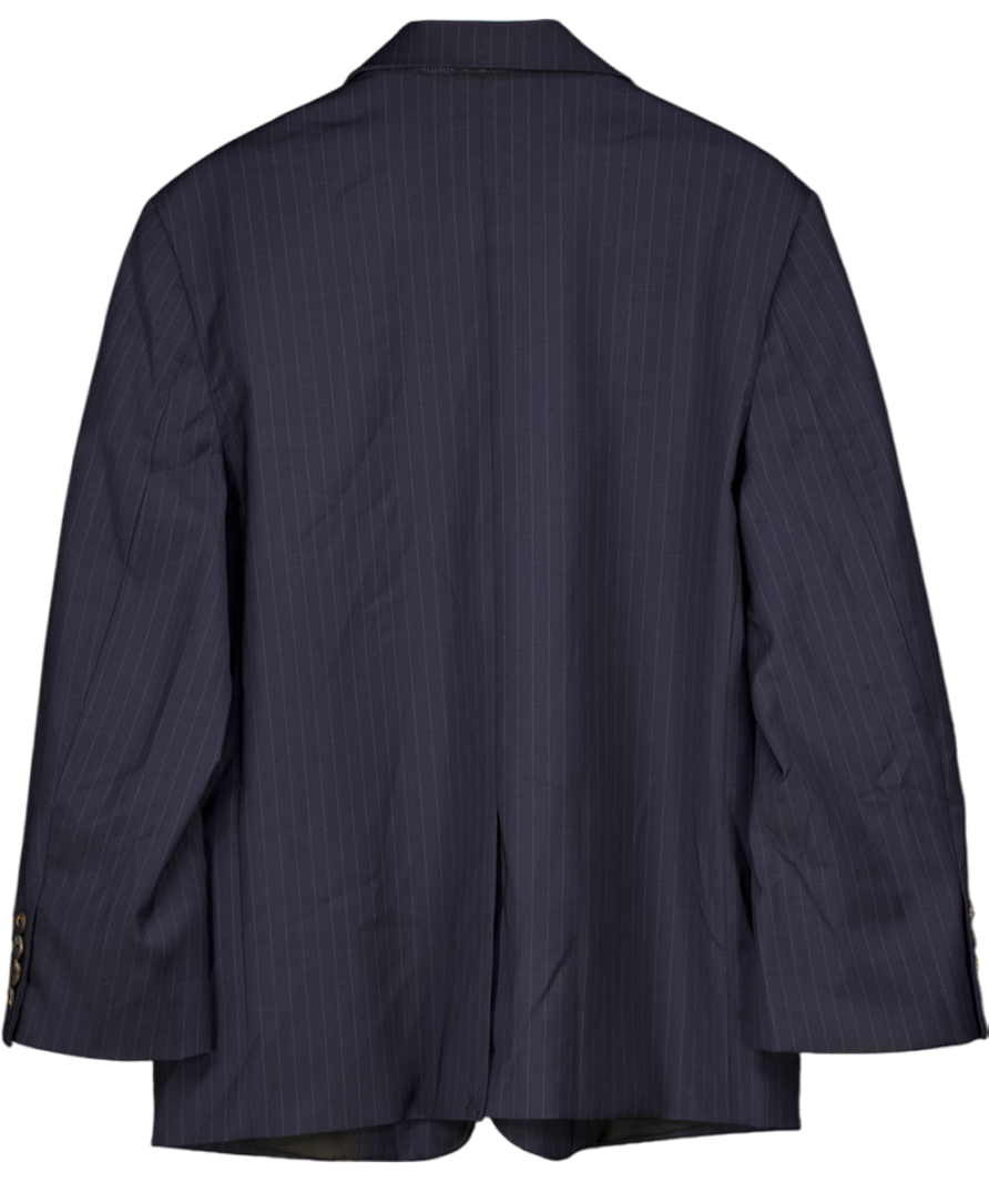 ME + EM Navy Blue Wool Blend Icon Oversized Blazer UK 12