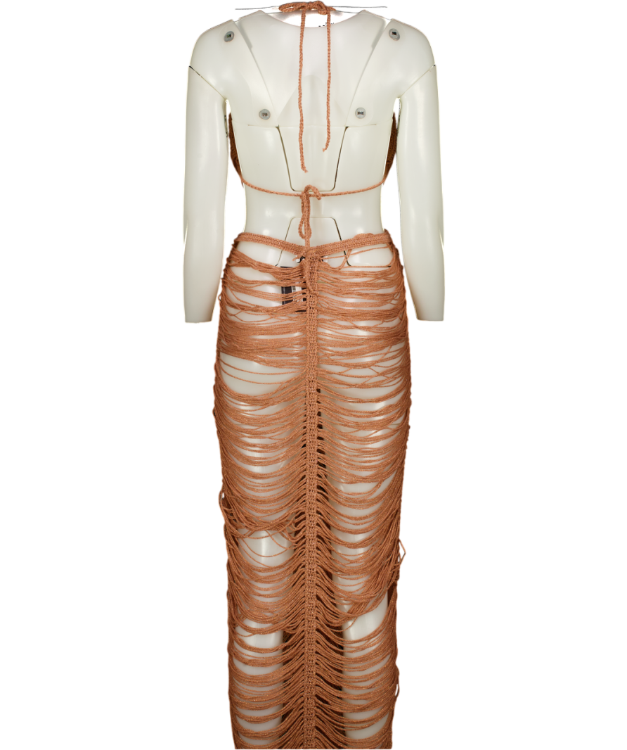 OUTCAST Pink Kaelani Maxi Dress Rose Gold UK XXS-XS