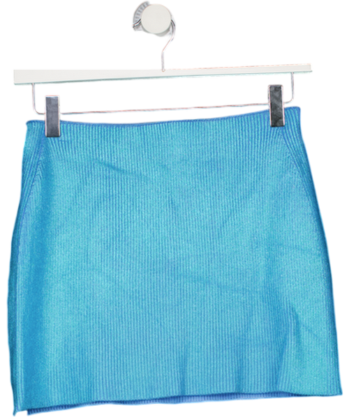 Diesel Blue Metallic Turquoise Knit Mini Skirt With Hook And Eye Detail UK M