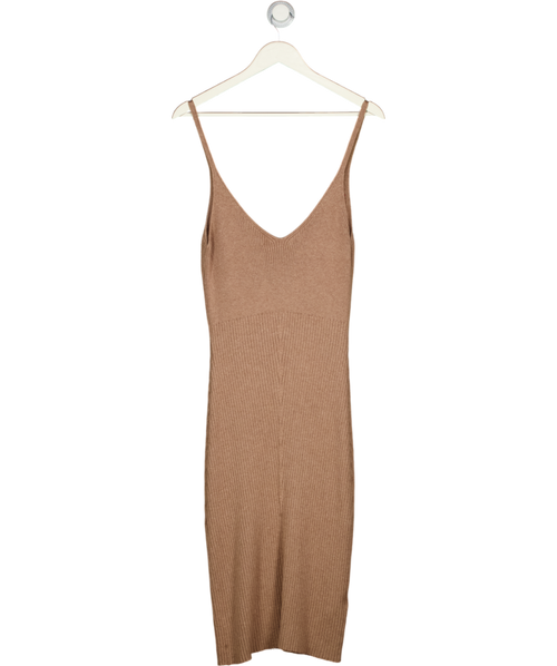 Abercrombie & Fitch Brown Rib Knit V-neck Midi Dress UK M