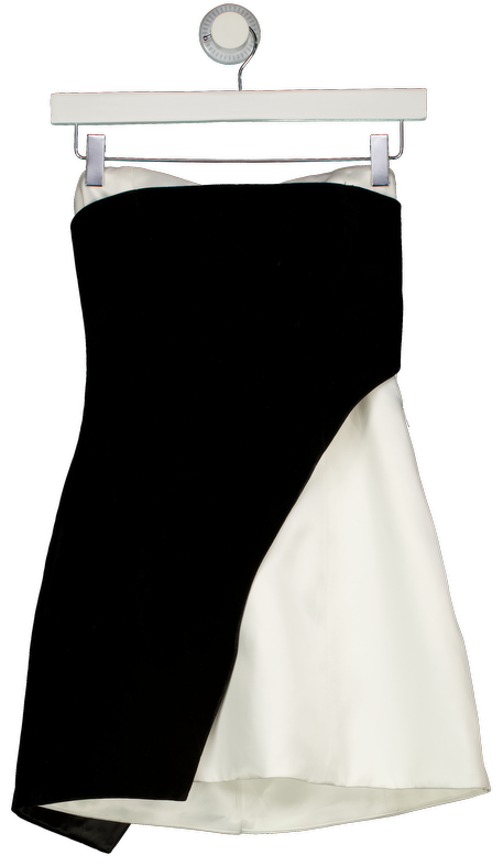 MURCI Perla Black Velvet Contrast Bardot Sweetheart Mini Dress UK 8