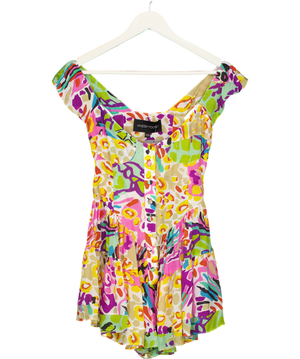 VANESSA MOONEY The Iconic Vintage Multicoloured Print Elisabeth Playsuit UK XXS